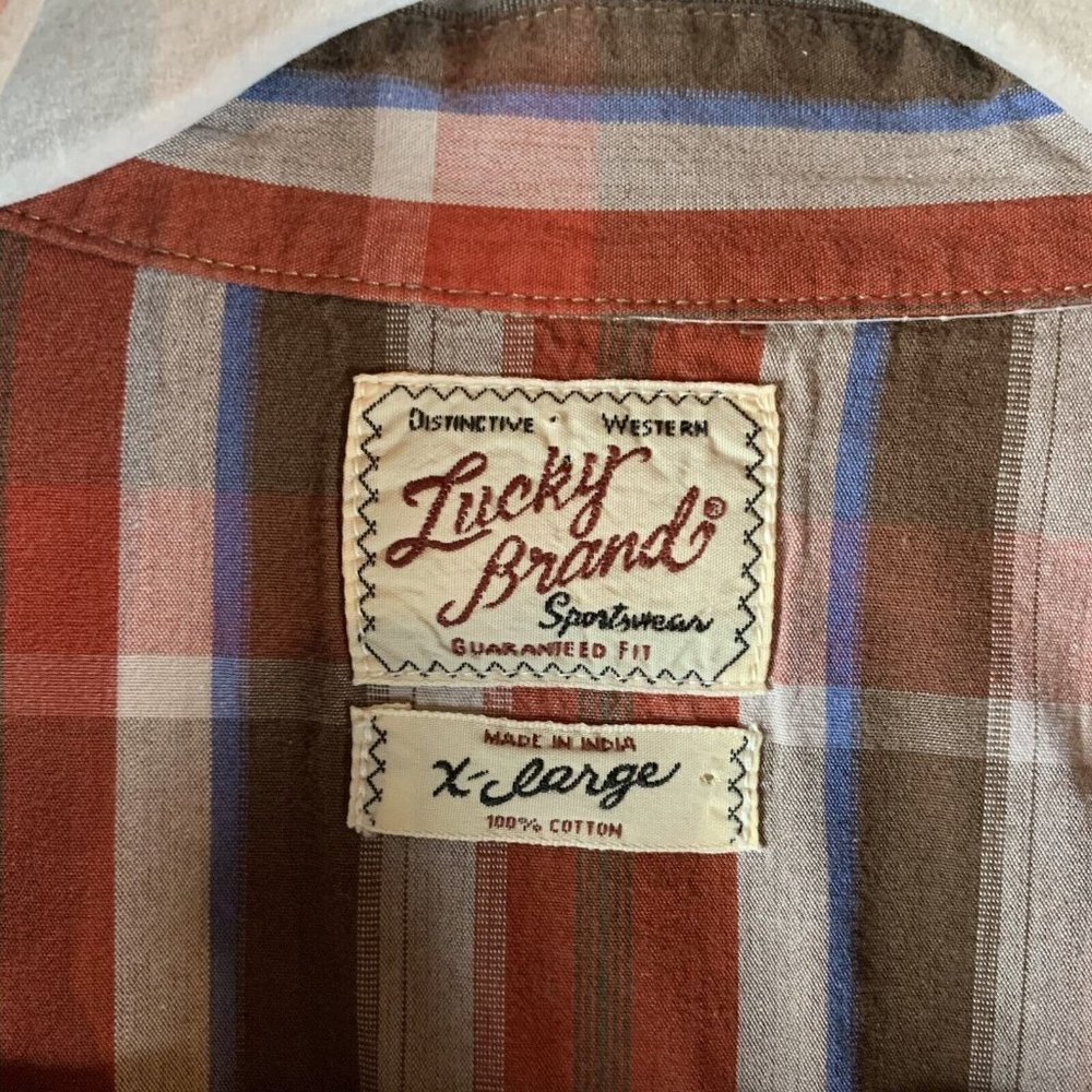 Lucky Brand Shirt‎ Mens XL Multicolor Striped Cotton Pearl Snap Button-Up 8188 - Picture 3 of 8